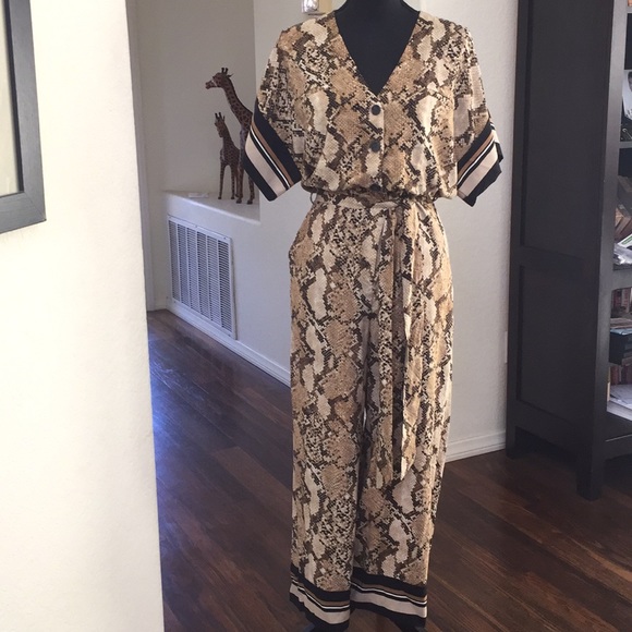 h&m snake print jumpsuit